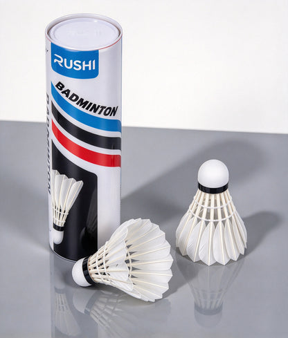 RUSHI Badminton Shuttlecocks, Durable Feather Badminton Balls, Stable Flight & Good Balance, Training Badminton Shuttlecocks for Indoor Outdoor Sports, 12 Pack