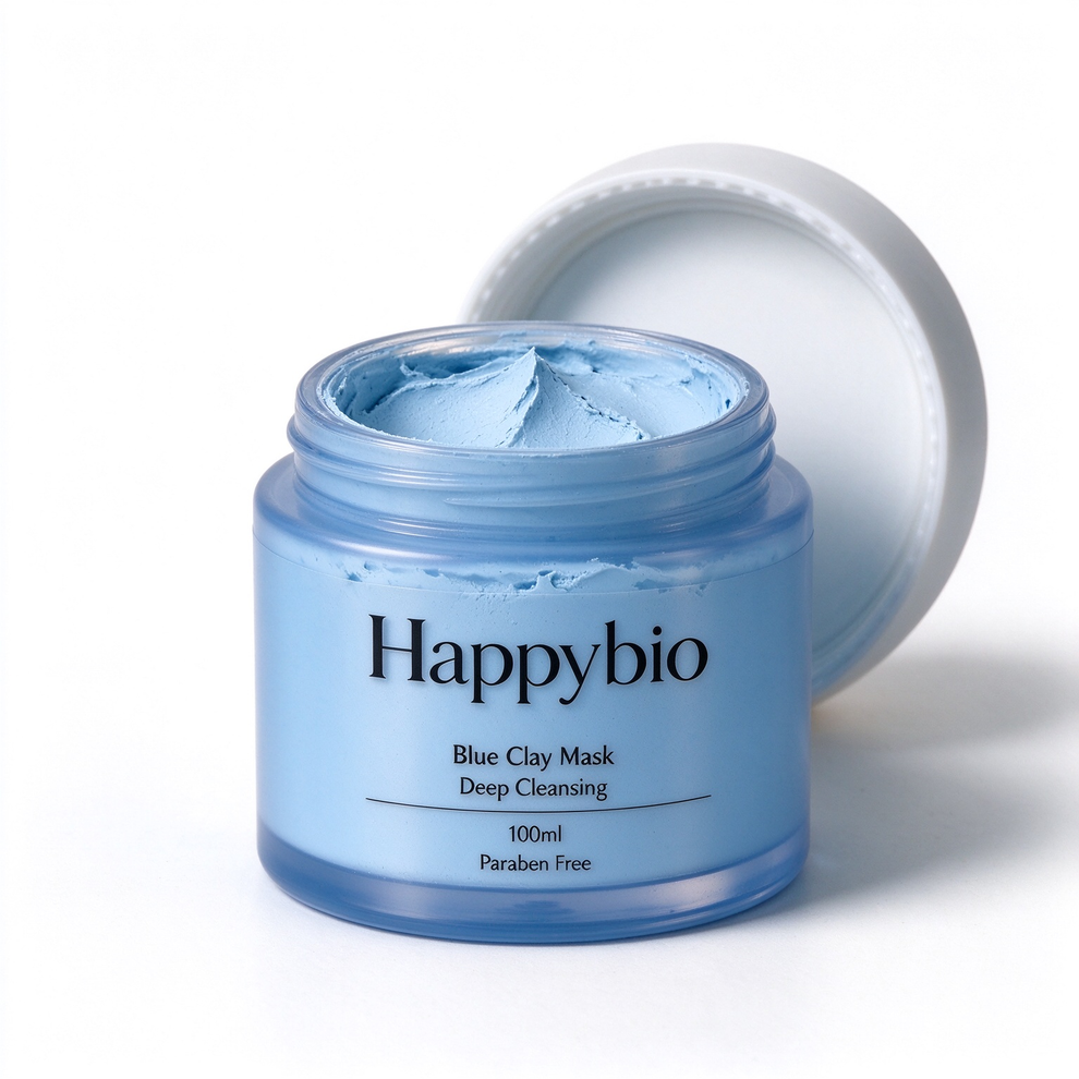 Happybio Blue Clay Facial Mask 100ml, Deep Pore Cleansing Clay Mask, O ...
