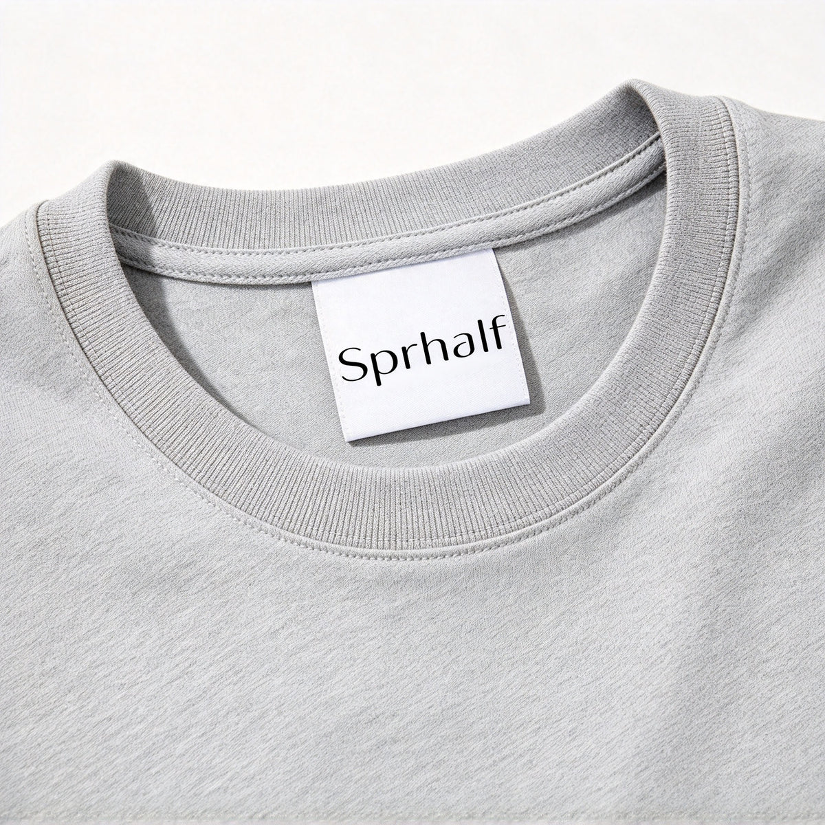 Sprhalf Heather Gray Crew Neck Short Sleeve T-shirt, Soft Breathable Heavyweight Cotton Loose Fit Solid Casual Layering Tee