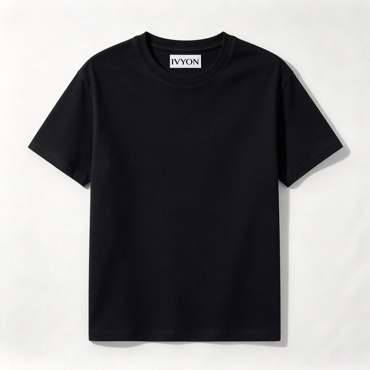 IVYON Classic Crew Neck Short Sleeve T-Shirt, Solid Black Basic Casual Tee, Soft Breathable Cotton t-shirt for Men Women Daily Wear Workout Layering Top