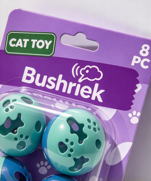 Bushriek Toy for Pets, 8 Pack Hollow Plastic Bell Balls, Colorful Paw Pattern Interactive Rolling Toy for Pets, Lightweight Play Balls for Indoor Cats Kittens