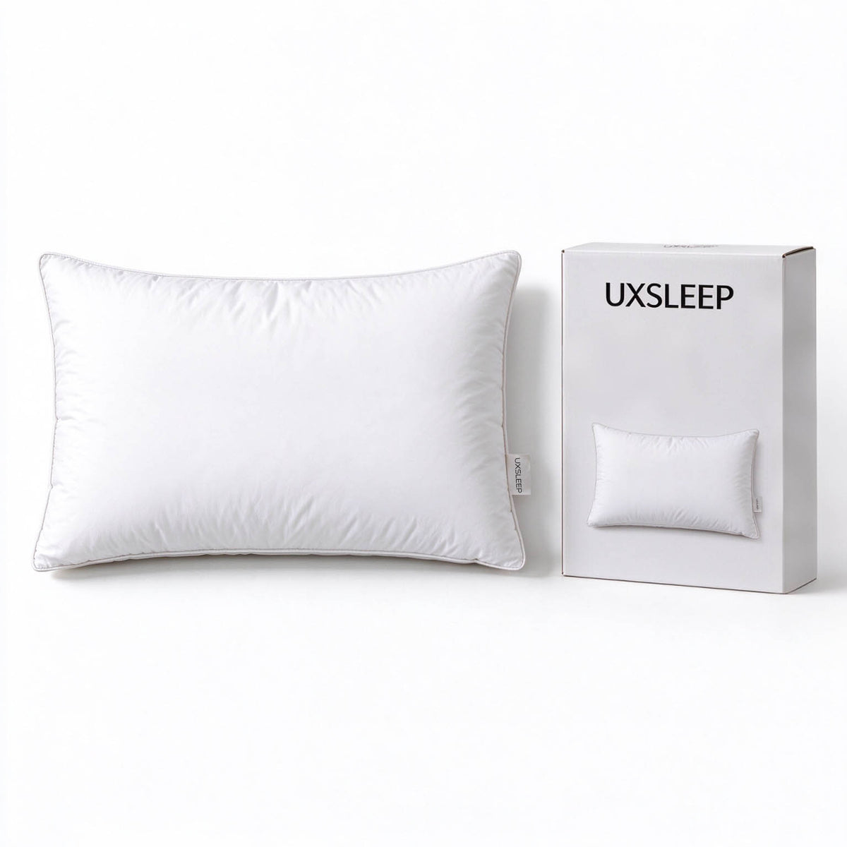 UXSLEEP Premium Bed Pillow for Sleeping, Soft Fluffy Support Pillow for Side Back and Stomach Sleepers, Breathable Skin Friendly Pillow for Bedroom Guest Room Hotel, Standard Size, Vacuum Compressed Shipping