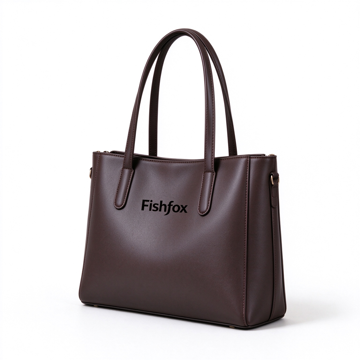 Fishfox Women’s Brown Faux Leather Tote Handbag, Large Capacity Top Handle Shoulder Bag, Classic Work Satchel Purse with Removable Strap for Office Daily Travel