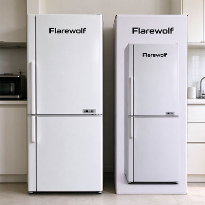 Flarewolf Bottom Freezer Refrigerator, Large Capacity Two Door Fridge, Energy Efficient Compact Refrigerator for Kitchen Apartment Dorm Home Food Storage