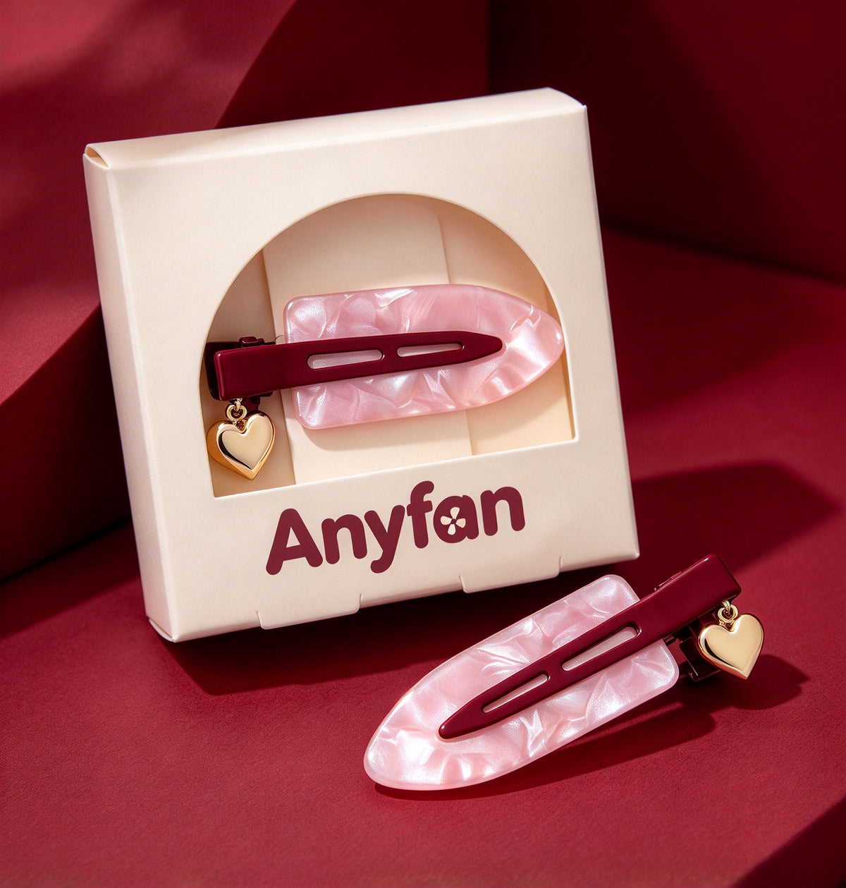 Anyfan Hair Clips, Heart Pendant Decorative Hair Clips, Acrylic Non Slip Hair Clips for Women Girls, Cute Hair Accessories for Daily Wear Party