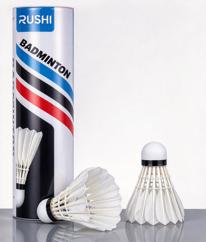 RUSHI Badminton Shuttlecocks, Durable Feather Badminton Balls, Stable Flight & Good Balance, Training Badminton Shuttlecocks for Indoor Outdoor Sports, 12 Pack