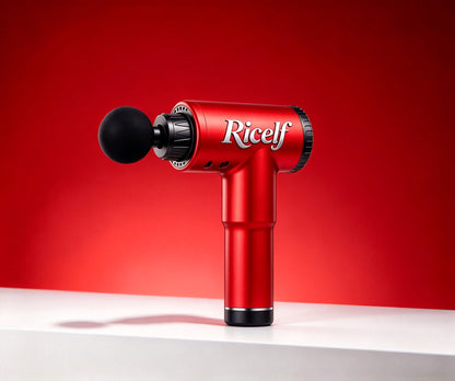 Ricelf Massage Apparatus, Portable Deep Tissue Percussion Muscle Massage Gun, Electric Handheld Massage Device for Athletes, 6 Speed Levels, USB Rechargeable, for Muscle Recovery & Pain Relief, Red