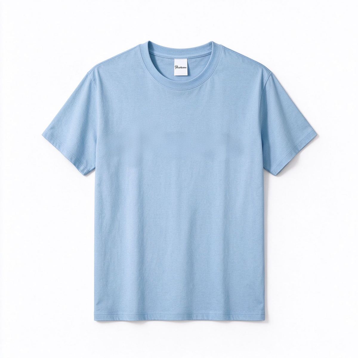 Pearkonw Crew Neck T-shirt for Men, Light Blue Cotton Basic Tee, Soft Breathable Casual Short Sleeve Top for Daily Wear