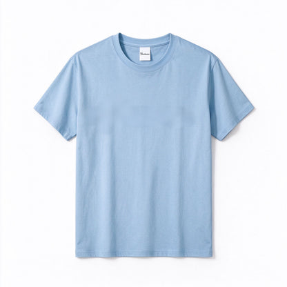Pearkonw Crew Neck T-shirt for Men, Light Blue Cotton Basic Tee, Soft Breathable Casual Short Sleeve Top for Daily Wear