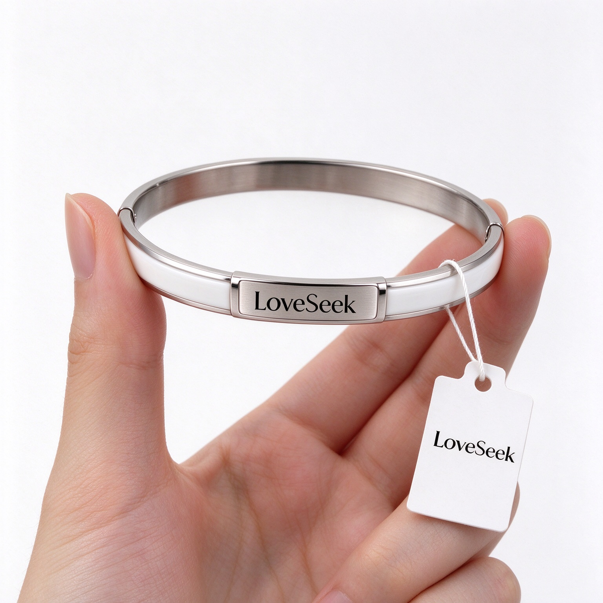 LoveSeek Minimalist White Enamel Titanium Steel Hinged Bangle, Elegant Stackable Bracelet, Versatile Couple Jewelry for Daily Wear Birthday Valentine Gift