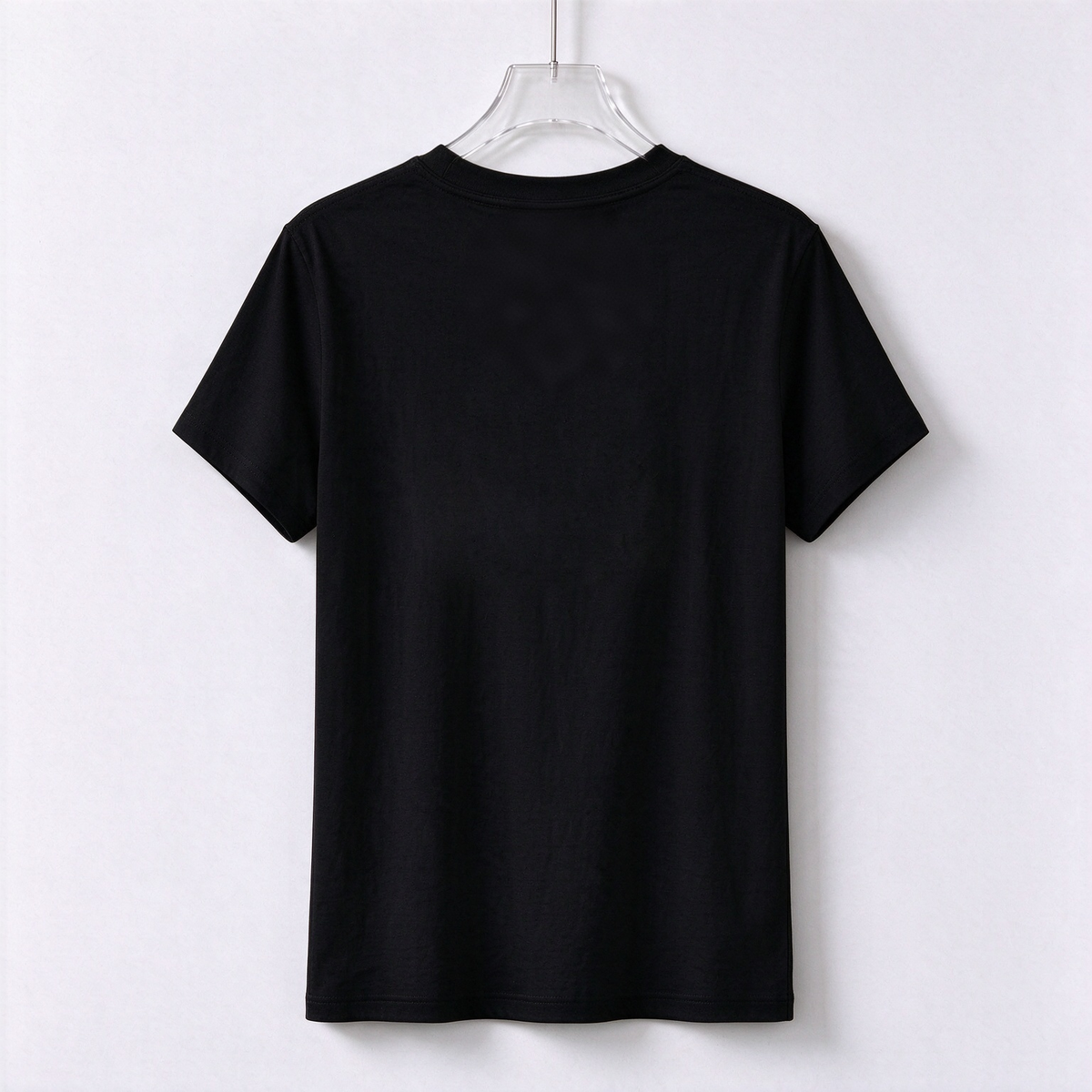 Moxbb Womens Crew Neck Short Sleeve T-Shirt, Classic Solid Black Soft Cotton Basic Tee, Casual Slim Fit Top for Summer Daily Office Workout