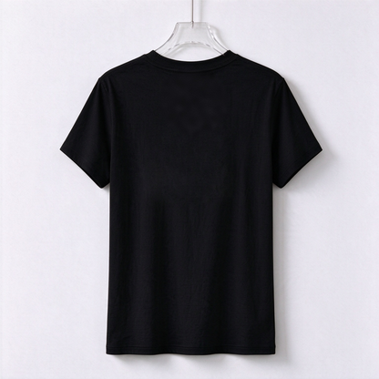 Moxbb Womens Crew Neck Short Sleeve T-Shirt, Classic Solid Black Soft Cotton Basic Tee, Casual Slim Fit Top for Summer Daily Office Workout