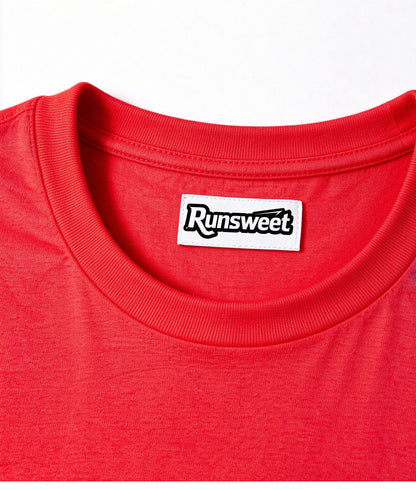 Runsweet Men’s Color Block Short Sleeve T-shirt, Red and Blue Contrast Crew Neck Tee, Breathable Casual Top for Sports and Daily Wear
