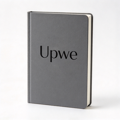 Upwe Gray Hardcover Notebook, Minimalist Faux Leather Journal Notebook for Office School Writing