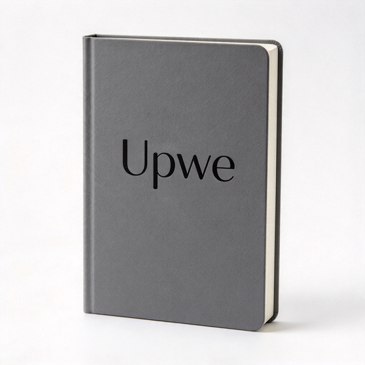Upwe Gray Hardcover Notebook, Minimalist Faux Leather Journal Notebook for Office School Writing