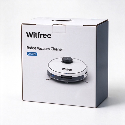 Witfree Robot Vacuum Cleaner 2000Pa Strong Suction Automatic Smart Electric Sweeper, Anti Collision Self Charging Robotic Vacuum for Hard Floor Low Pile Carpet Pet Hair Cleaning