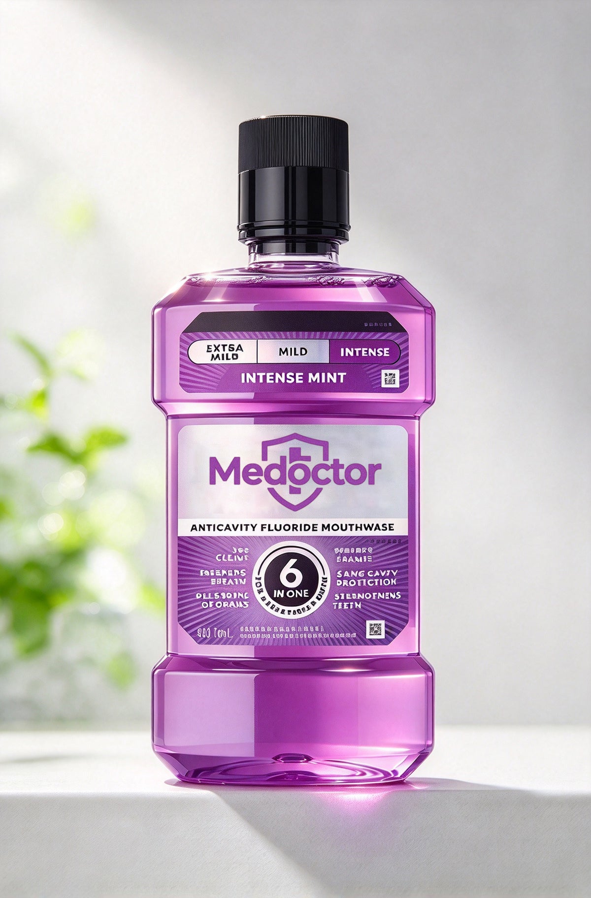 Medoctor Non Medicated Mouth Rinses, Anticavity Fluoride Mouthwash, Intense Mint Flavor, 6-in-1 Multi-Benefit Oral Care Mouthwash for Daily Oral Hygiene