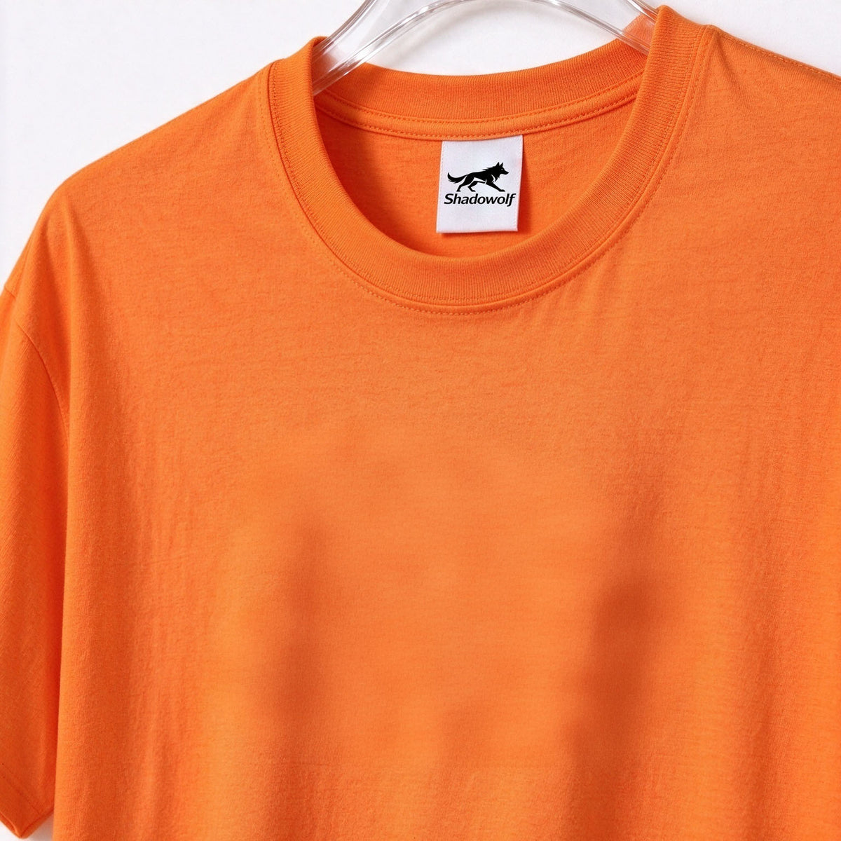Shadowolf Mens Crew Neck Short Sleeve T-Shirt, Vibrant Orange Soft Cotton Basic Tee, Loose Fit Casual Top for Summer Outdoor Workout Daily Wear