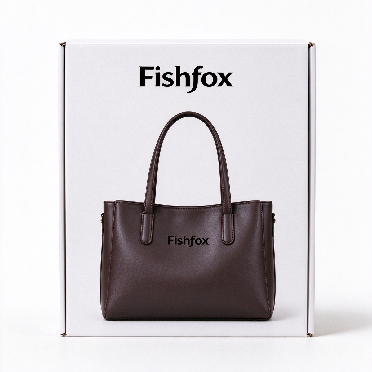 Fishfox Women’s Brown Faux Leather Tote Handbag, Large Capacity Top Handle Shoulder Bag, Classic Work Satchel Purse with Removable Strap for Office Daily Travel