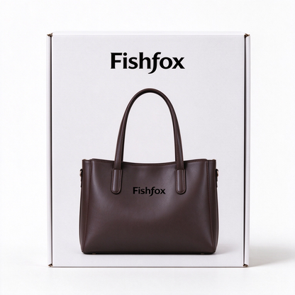 Fishfox Women’s Brown Faux Leather Tote Handbag, Large Capacity Top Handle Shoulder Bag, Classic Work Satchel Purse with Removable Strap for Office Daily Travel