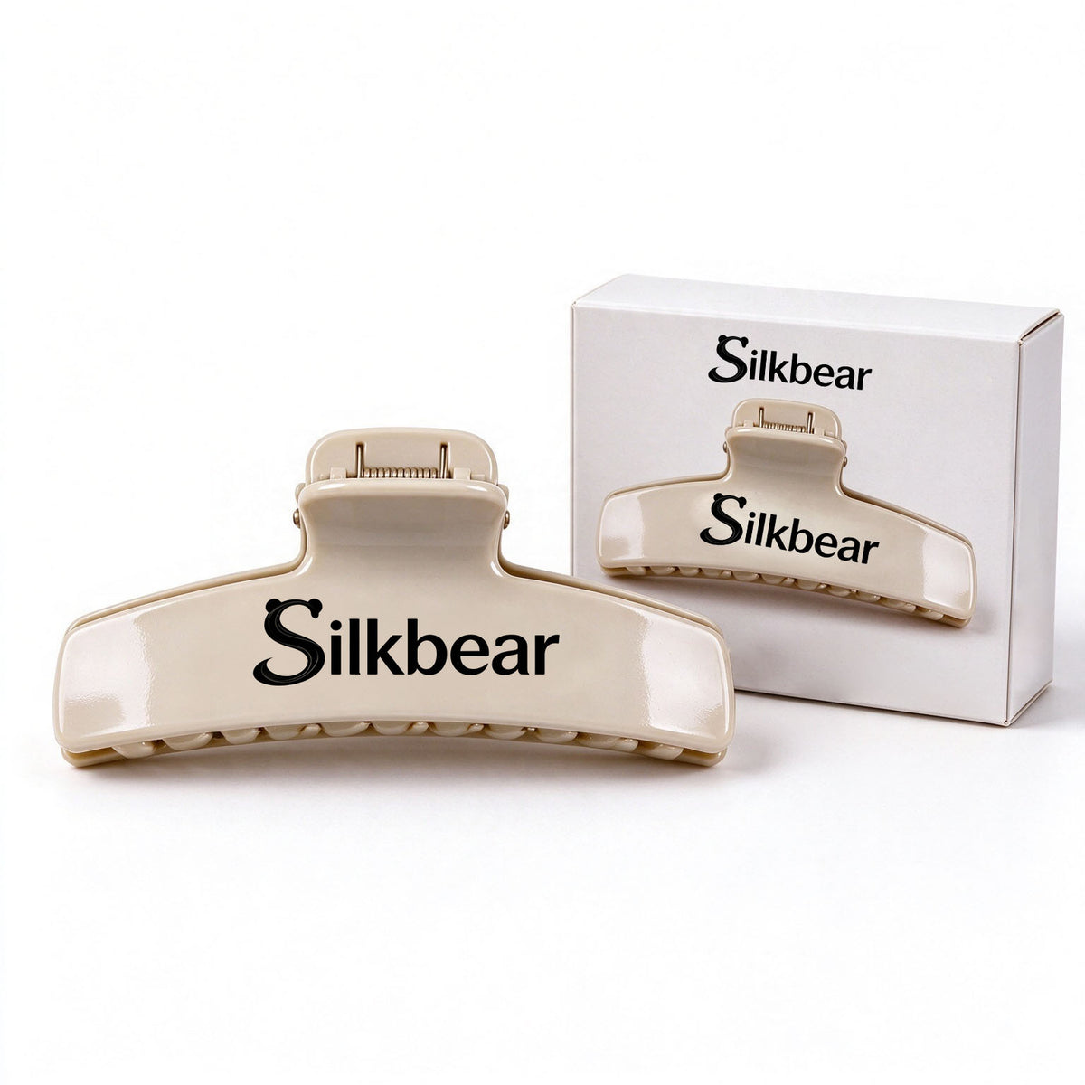 Silkbear Large Cream Hair Claw Clip, Non Slip Strong Hold Thick Hair Jaw Clip, Stylish Neutral Color Hair Accessories for Women and Girls