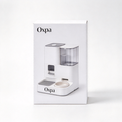 Oxpa Automatic Pet Feeder and Water Dispenser Combo, 2 in 1 Pet Food Water Station for Cats Small Dogs, Large Capacity Pet Feeding Station