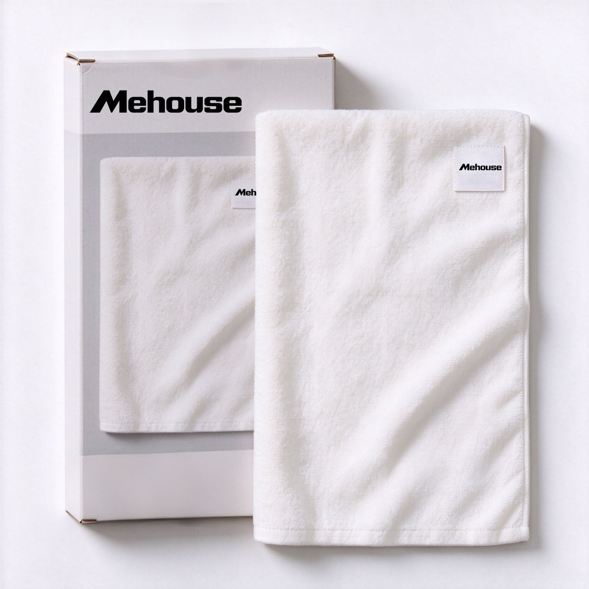 Mehouse White Soft Absorbent Towel, Skin Friendly Lint Free Cotton Hand Towel, Thick Large Towel for Bathroom Face and Body Drying