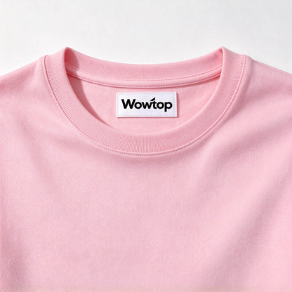 Wowtop Unisex Crew Neck Short Sleeve T-Shirt, Classic Solid Pink Cotton Tees, Casual Loose Fit Basic Tops for Everyday Wear Workout Street Outfit