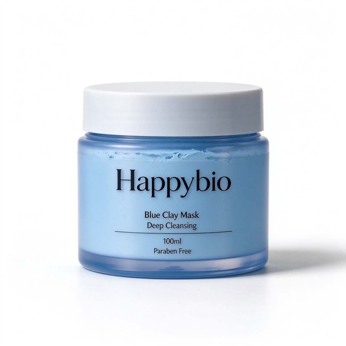Happybio Blue Clay Facial Mask 100ml, Deep Pore Cleansing Clay Mask, Oil Control Purifying Mask for Acne Prone and Combination Skin, Paraben Free Skincare Treatment Mask
