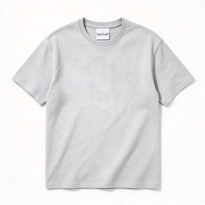 Sprhalf Heather Gray Crew Neck Short Sleeve T-shirt, Soft Breathable Heavyweight Cotton Loose Fit Solid Casual Layering Tee