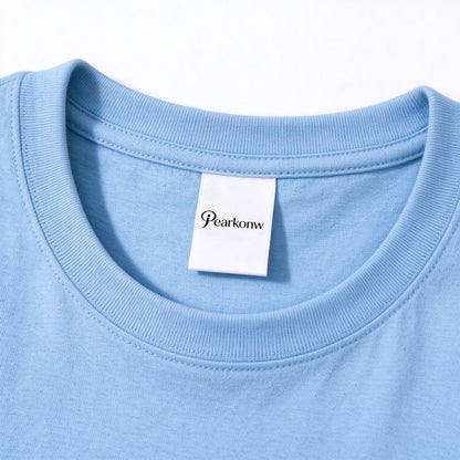 Pearkonw Crew Neck T-shirt for Men, Light Blue Cotton Basic Tee, Soft Breathable Casual Short Sleeve Top for Daily Wear