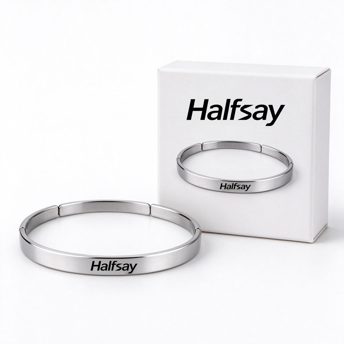 Halfsay Women’s Plain Stainless Steel Cuff Bangle, Matte Brushed Silver Open Bracelet, Simple Timeless Fashion Bracelet for Daily Wear and Gifting