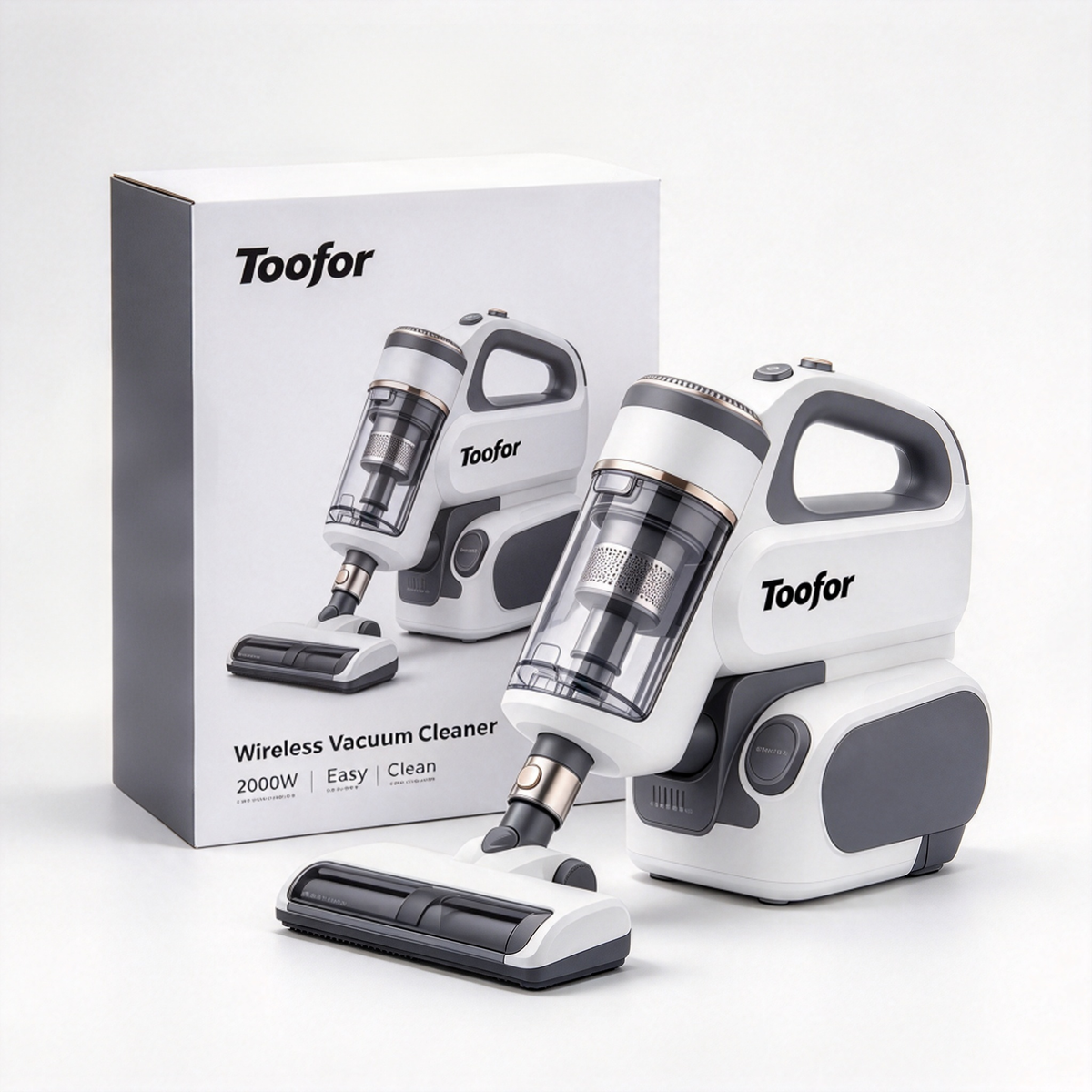 Toofor Cordless Vacuum Cleaner, 2000W Powerful Suction Handheld Vacuum for Home Hard Floor Carpet Pet Hair