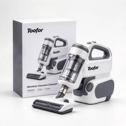 Toofor Cordless Vacuum Cleaner, 2000W Powerful Suction Handheld Vacuum for Home Hard Floor Carpet Pet Hair