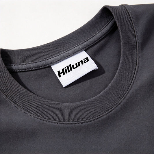 Hilluna Men's Crew Neck Short Sleeve T-Shirt, Solid Dark Grey Premium Cotton Basic Casual Tee for Daily Outdoors Workout