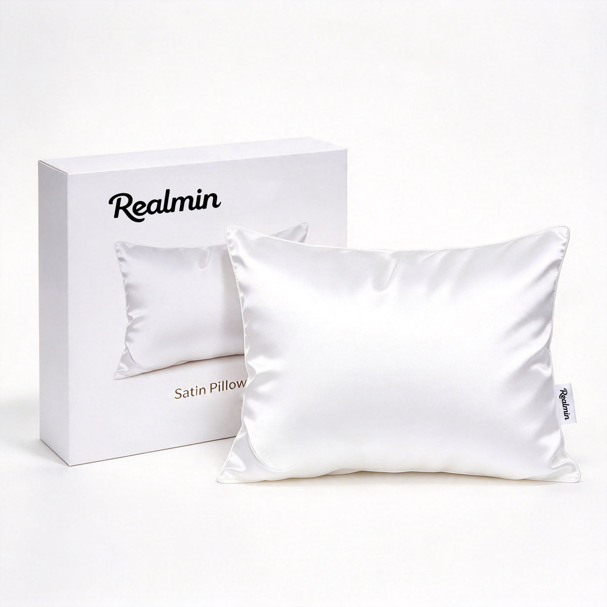 Realmin Satin Pillow for Hair and Skin, Silky Smooth Satin Pillow, Luxury Cooling Pillow for Sleeping, Vacuum Compressed for Convenient Shipping