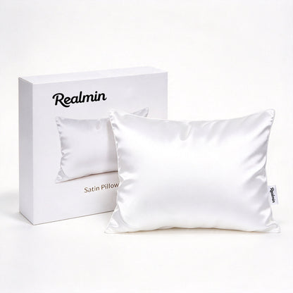 Realmin Satin Pillow for Hair and Skin, Silky Smooth Satin Pillow, Luxury Cooling Pillow for Sleeping, Vacuum Compressed for Convenient Shipping