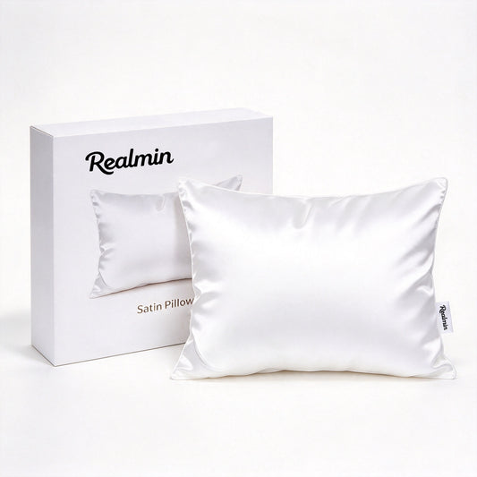 Realmin Satin Pillow for Hair and Skin, Silky Smooth Satin Pillow, Luxury Cooling Pillow for Sleeping, Vacuum Compressed for Convenient Shipping