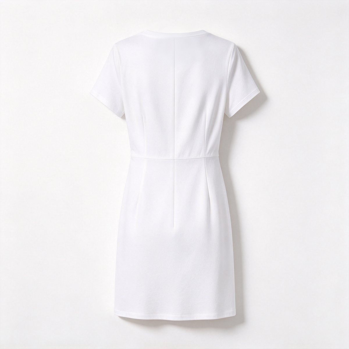 Tipmax Womens Crew Neck Short Sleeve Fit-and-Flare Dress, Soft Cotton Blend Slimming Mini Dress, Solid Casual Dress For Office And Daily Wear