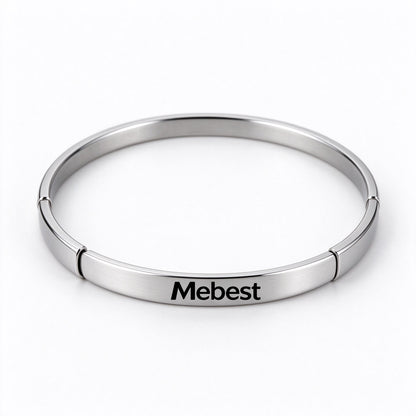 Mebest Minimalist Silver Segmented Bangle Bracelet for Women, Brushed Stainless Steel Stackable Cuff Bracelet, Timeless Plain Jewelry Gift for Birthday Anniversary Holiday