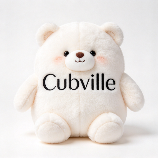 Cubville Cream Chubby Sitting Bear Plush Toy, Ultra Soft Huggable Stuffed Animal with High Resilience Filling, Comfort Companion for Kids, Perfect Birthday Holiday Gift