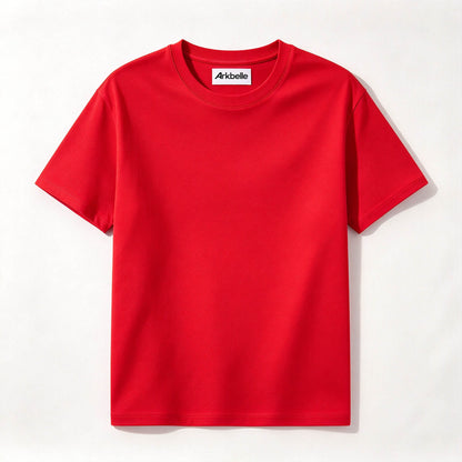 Arkbelle Classic Crew Neck Short Sleeve T-Shirt, Vibrant Solid Red Basic Casual Tee, Soft Breathable Cotton t-shirt for Men Women Everyday Outfit Workout Layering Top