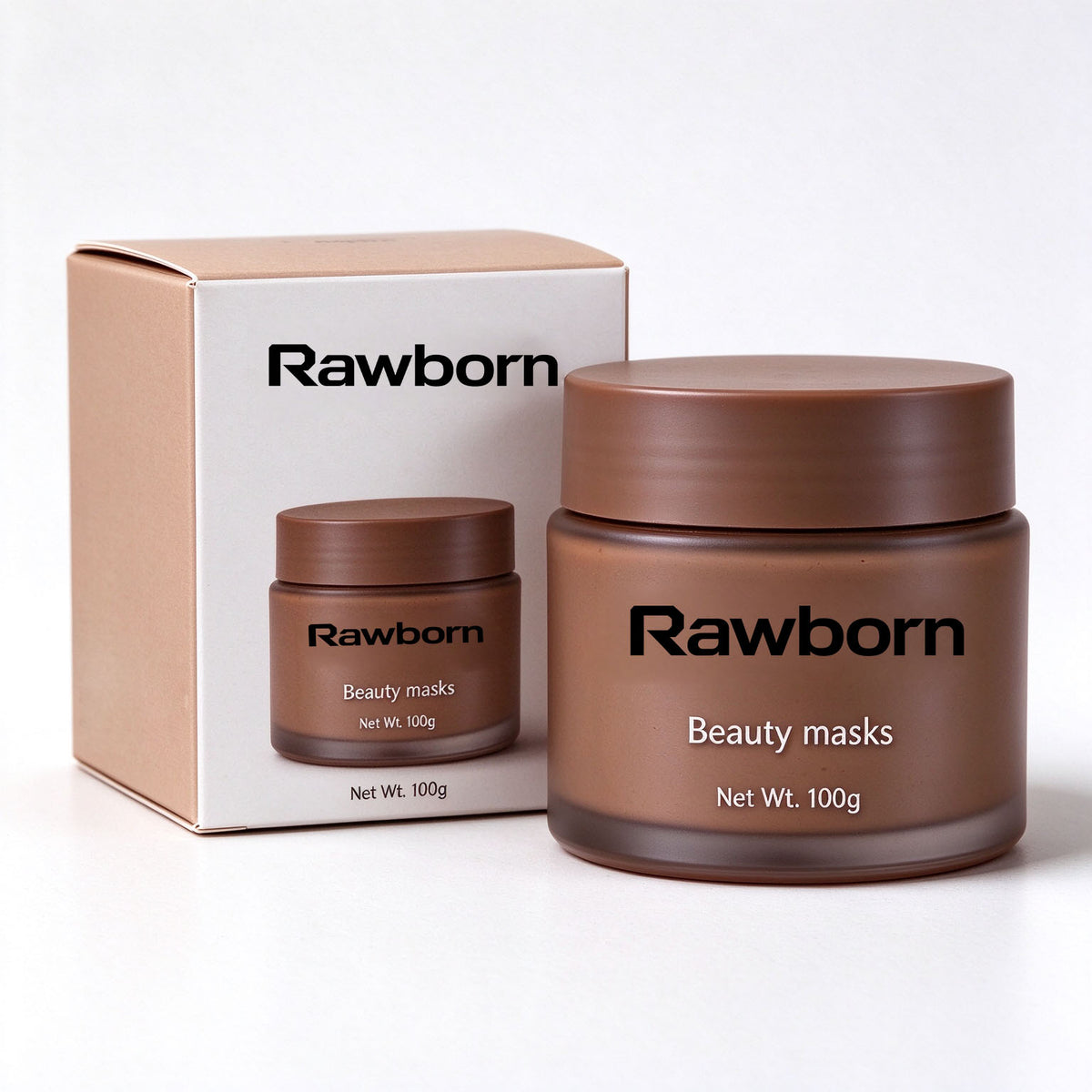 Rawborn Natural Mineral Brown Mud Mask 100g Deep Pore Purifying Oil Control Soothing Facial Mask for Blackheads & Clogged Pores