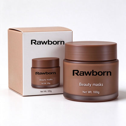 Rawborn Natural Mineral Brown Mud Mask 100g Deep Pore Purifying Oil Control Soothing Facial Mask for Blackheads & Clogged Pores