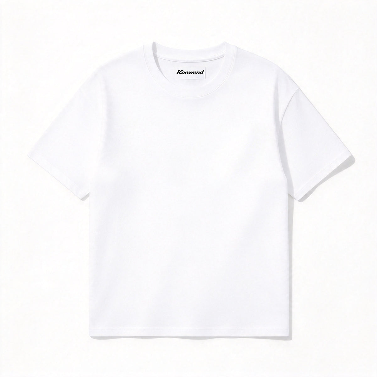 Konwend Men's Crew Neck Short Sleeve T-Shirt, Solid White Premium Cotton Basic Casual Tee for Daily, Travel and Workout