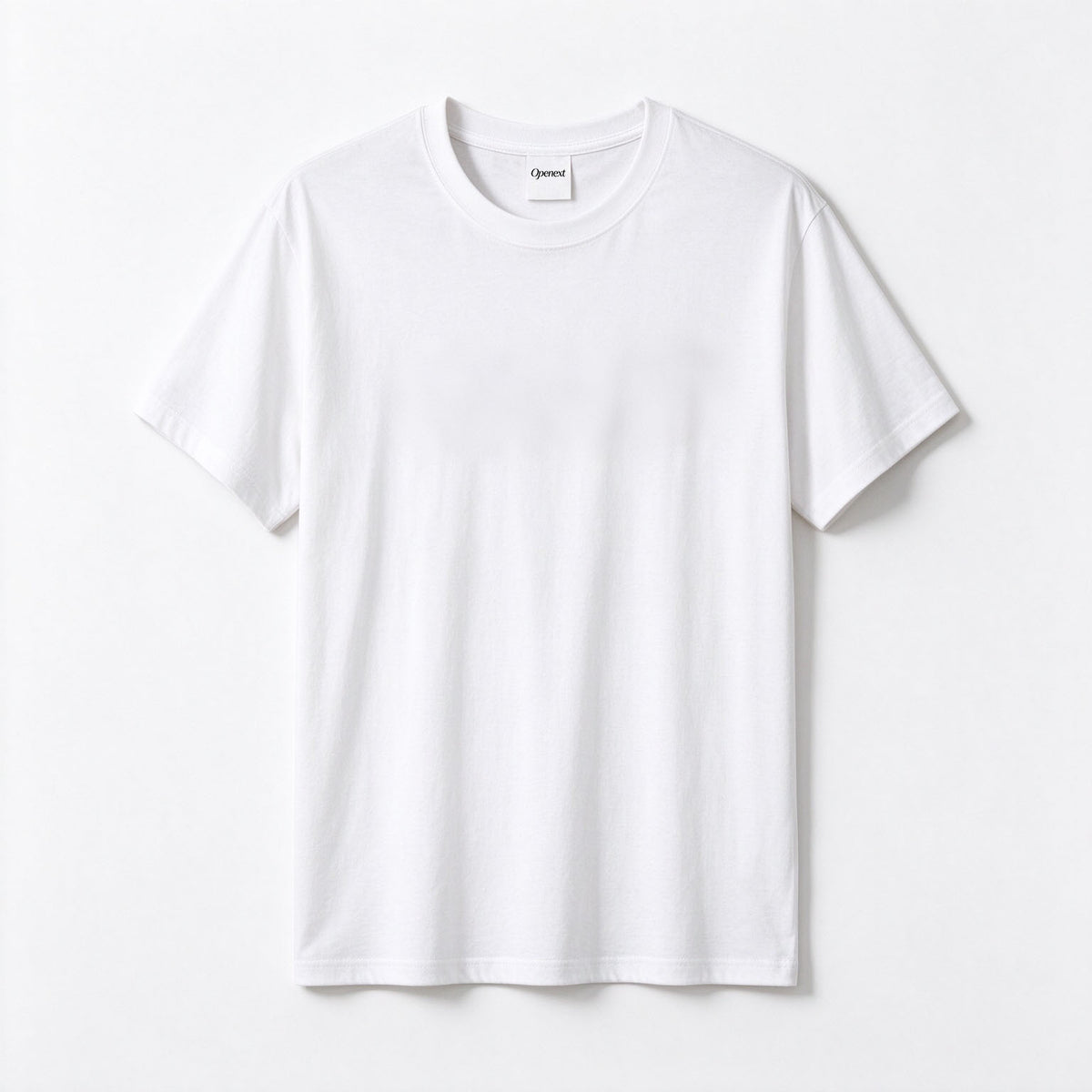 Openext Solid White Crew Neck T-shirt, Heavyweight Cotton Basic Tee, Soft Breathable Minimalist Casual Top, Unisex Everyday Staple