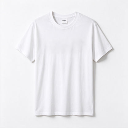 Openext Solid White Crew Neck T-shirt, Heavyweight Cotton Basic Tee, Soft Breathable Minimalist Casual Top, Unisex Everyday Staple