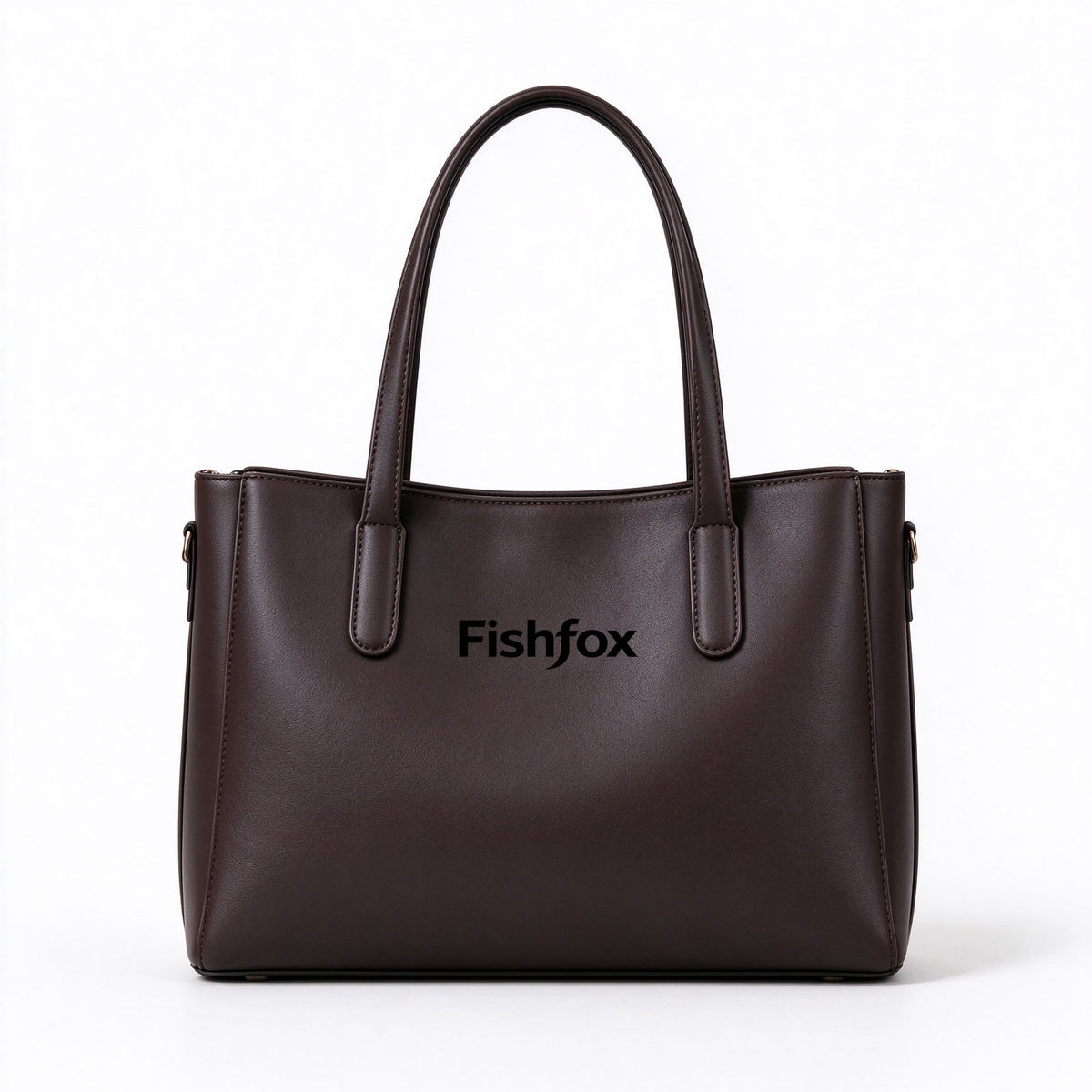 Fishfox Women’s Brown Faux Leather Tote Handbag, Large Capacity Top Handle Shoulder Bag, Classic Work Satchel Purse with Removable Strap for Office Daily Travel