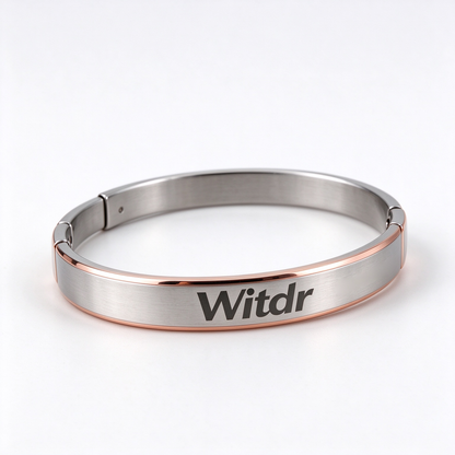 Witdr Stainless Steel Bangle Bracelet Two Tone Silver Rose Gold Cuff Bracelet, Minimalist Stylish Wrist Jewelry Gift for Women Daily Wear Anniversary Birthday