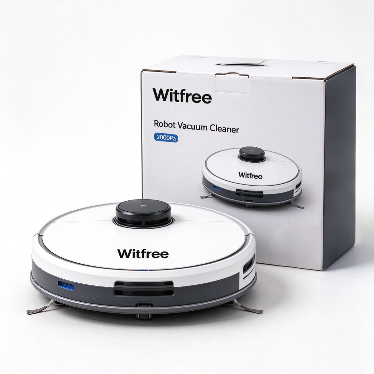 Witfree Robot Vacuum Cleaner 2000Pa Strong Suction Automatic Smart Electric Sweeper, Anti Collision Self Charging Robotic Vacuum for Hard Floor Low Pile Carpet Pet Hair Cleaning